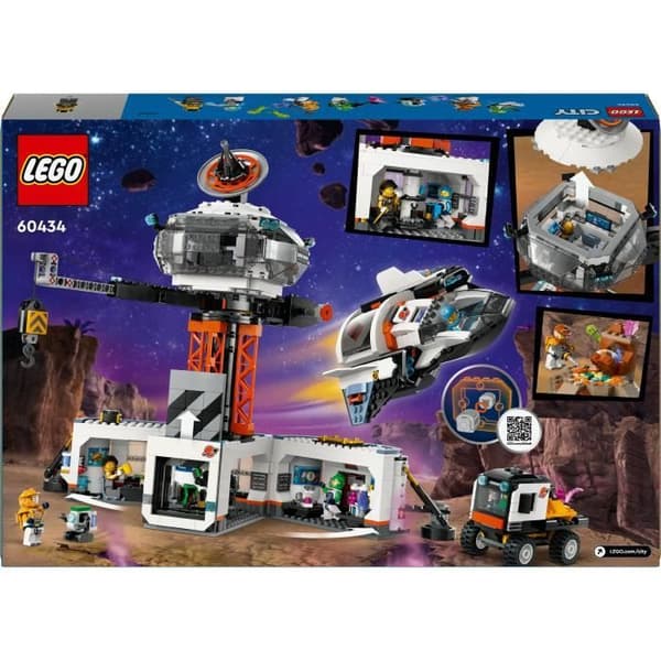 LEGO® 60434 City rymdstation och raketuppskjutningsbas, rymdleksak, med robot och 6 minifigurer