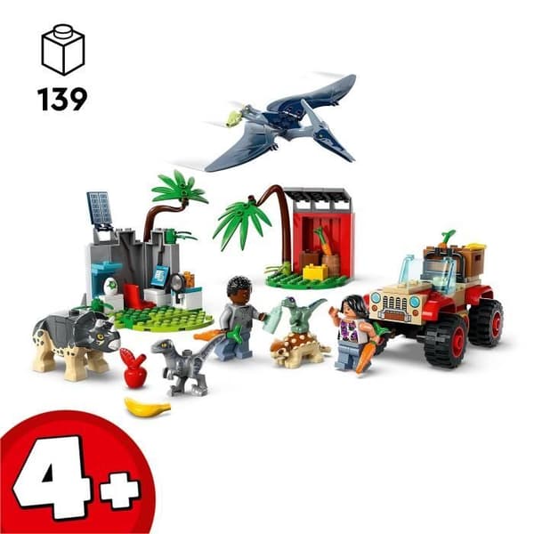 LEGO® 76963 Jurassic World Baby Dinosaur Rescue Center, leksak med triceratops och Velociraptor minifigurer