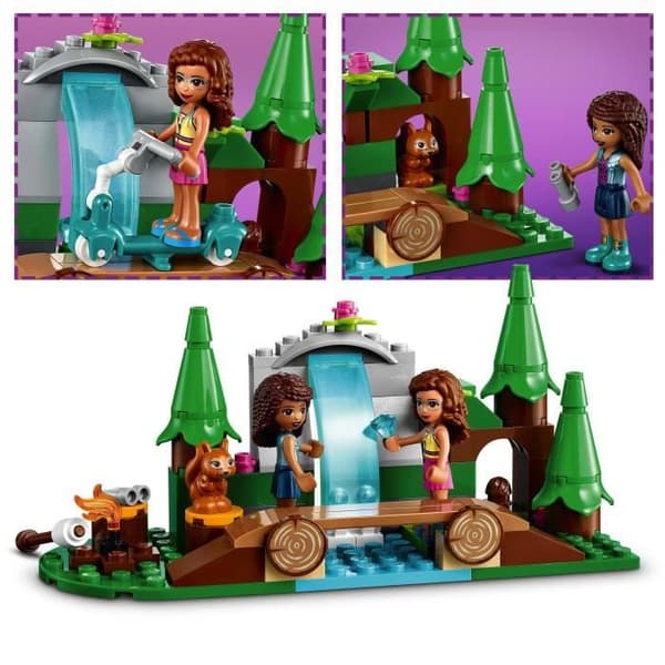 LEGO® 41677 Friends Vattenfallet i skogen – Byggspel med minidockor Andrea och Olivia + Ekorrleksaksbarn 5 år