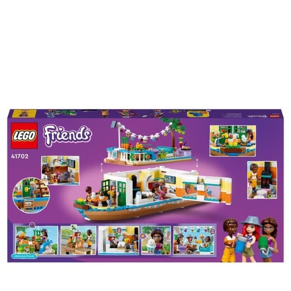 LEGO® 41702 Friends pråmen, leksaksbåt för barn från 7 år med trädgård, 4 minidockor, djurfigurer, naturset