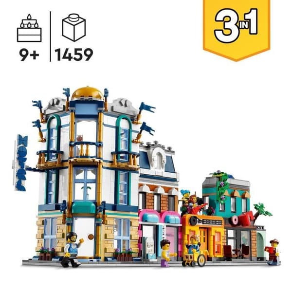 LEGO® Creator 31141 The High Street, Byggleksak med skyskrapa och Market Street, presentidé