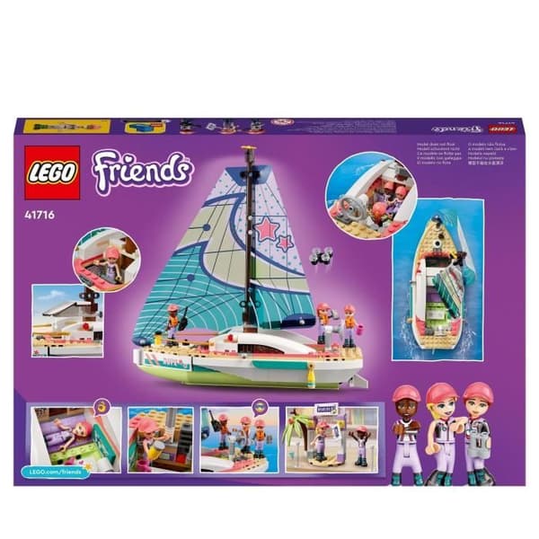 LEGO 41716 Friends Stephanies äventyr till sjöss, leksaksbåt och drönare, resa med minidockor, barn från 7 år
