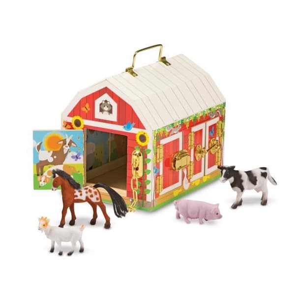 Stall med trälås - MELISSA &amp; DOUG - Blandat - 3 år och över - 4 figurer