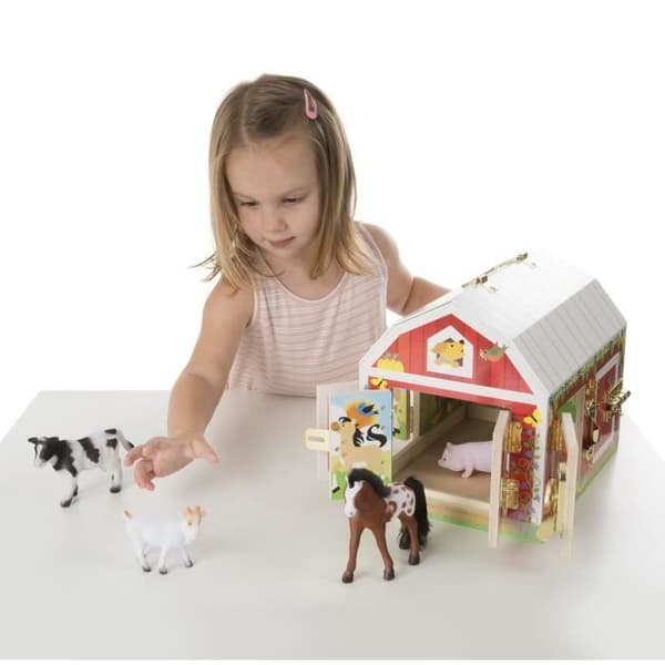 Stall med trälås - MELISSA &amp; DOUG - Blandat - 3 år och över - 4 figurer