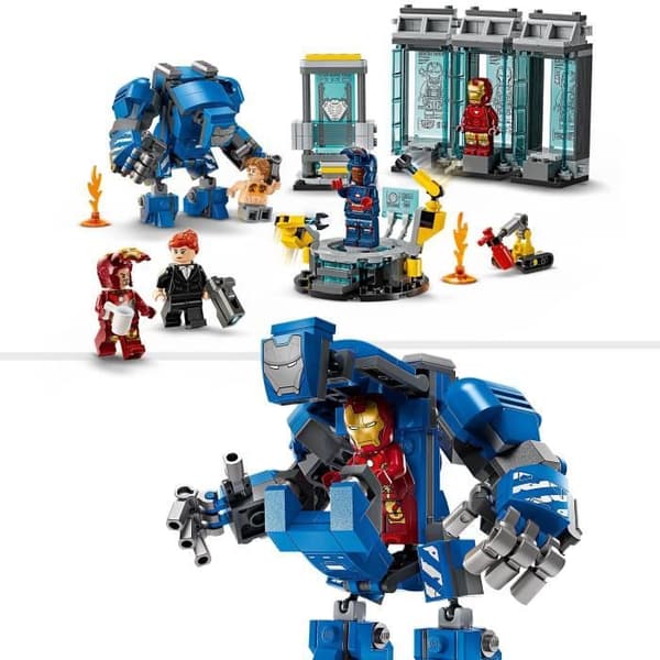 LEGO Marvel 76315 Iron Man Laboratory: Hall of Armor - Leksak för pojkar, 8 år gammal