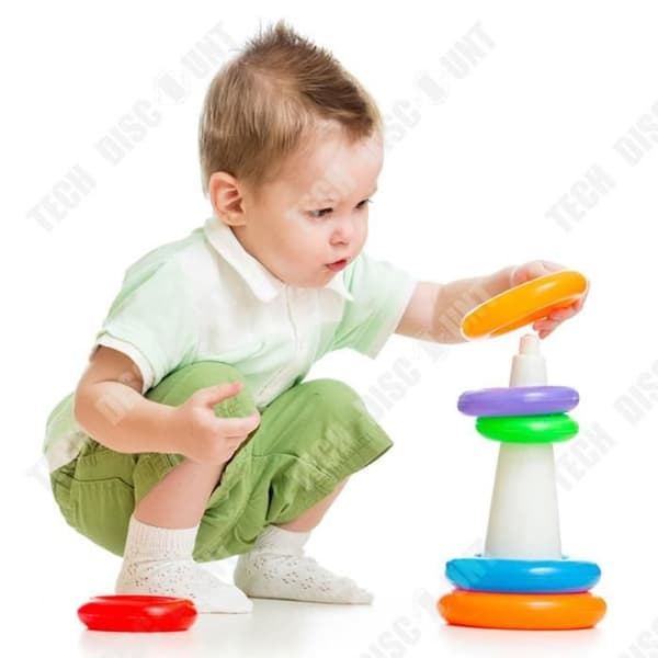 TD® Pedagogiska leksaker för spädbarn från 0 till 3 år Regnbågsring Jenga Tumbler Lek Lär dig form, färg, storlek