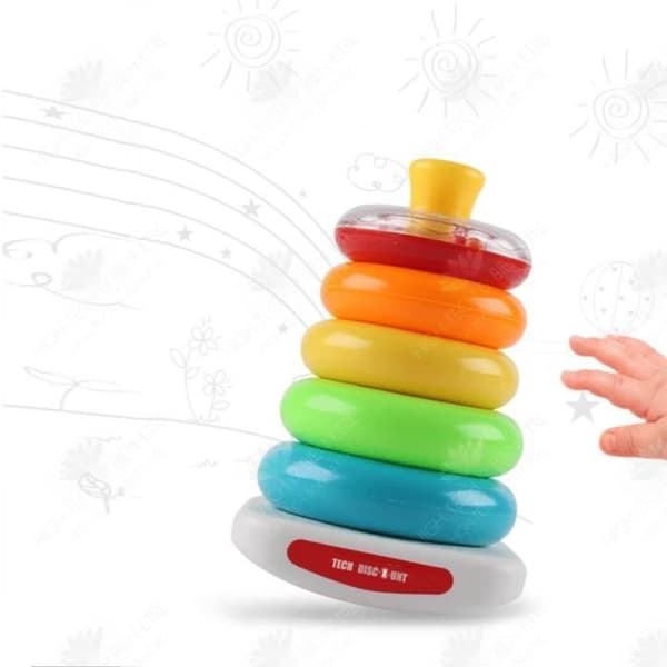 HTBE® för tidig utbildning leksak baby pussel 0-3 år gammal baby leksak kopp leksak säkerhetsplast material ring stapling musik
