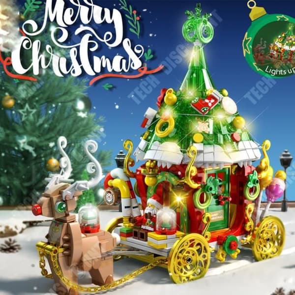 TD® Julälgbil med ljuspussel Kompatibel med Lego småpartiklar Byggstenar Present till barn