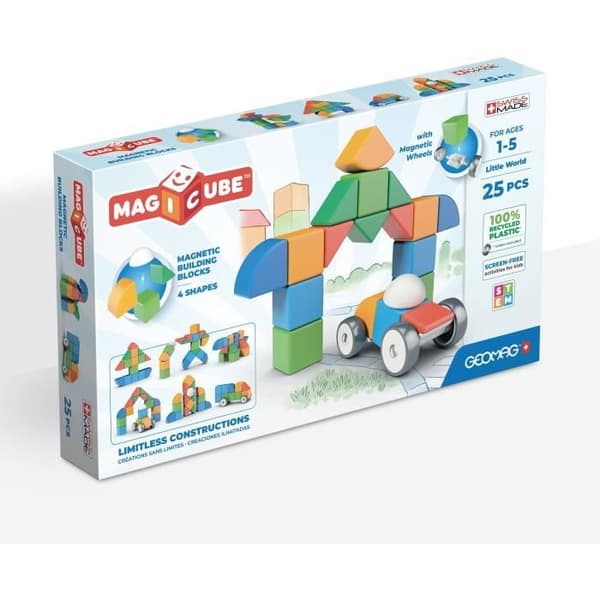 209 Geomag Magicube RE 4 Shapes Little World 25 - Konstruktionsspel - Magnetisk byggsten - Magnetisk kub - Unisex