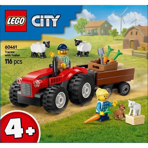 LEGO City 60461 Red Farm Tractor with Trailer and Sheep - Spel för barn 4 år