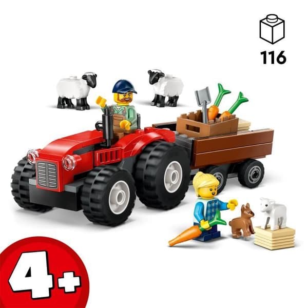 LEGO City 60461 Red Farm Tractor with Trailer and Sheep - Spel för barn 4 år