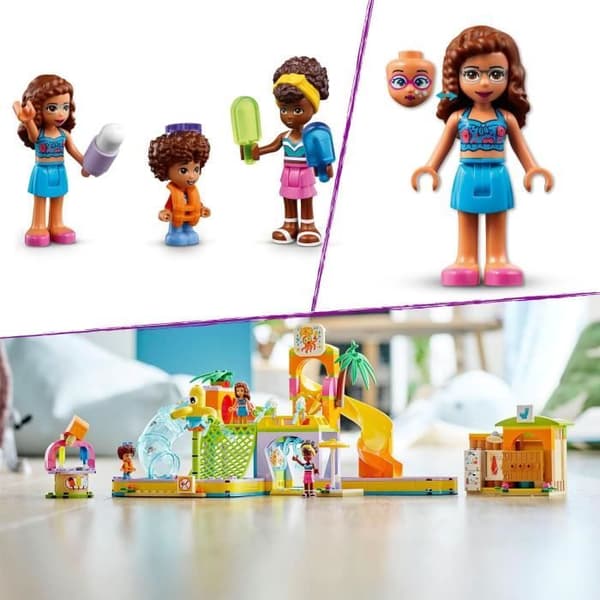 LEGO® 41720 Friends Water Park, byggbar sommarleksak för 6-åringar, med minidockor, rutschbanor och akvarium
