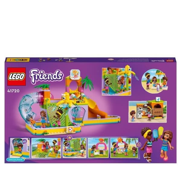 LEGO® 41720 Friends Water Park, byggbar sommarleksak för 6-åringar, med minidockor, rutschbanor och akvarium
