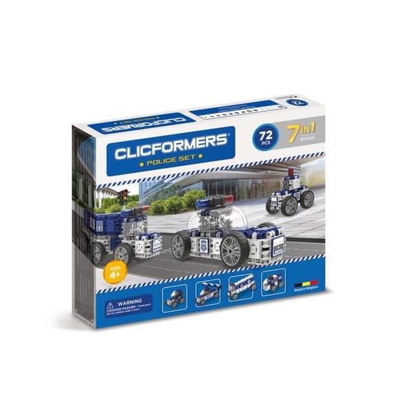 Set Polisen 72 bitar - CLICS - Clicformers - Pedagogiskt byggspel - ABS - Multicolor