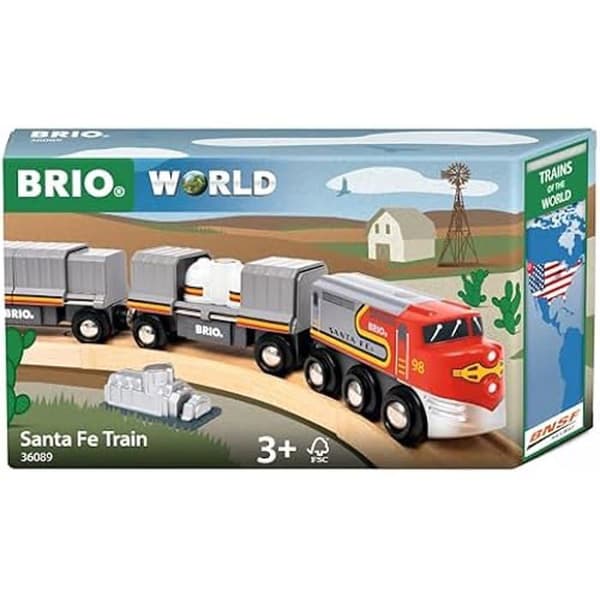 Tåg i Trä - BRIO - Santa Fe - 3 delar - Från 3 år - Färger Röd och Gul