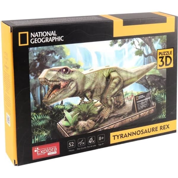 3D-pussel - T-Rex - Konstruktionsspel - EXPLORA - Dinosaurie - 52 bitar - från 8 år och uppåt