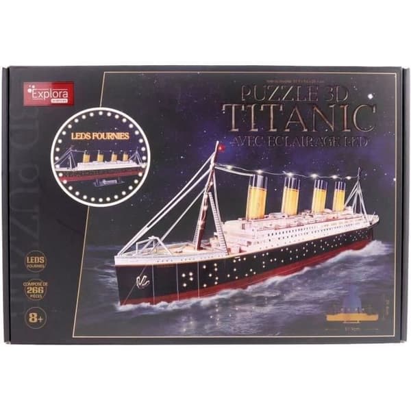 3D Light-Up Pussel - Titanic Ship - Byggspel - EXPLORA - 266 bitar - Ålder 8+