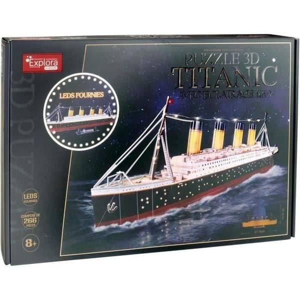 3D Light-Up Pussel - Titanic Ship - Byggspel - EXPLORA - 266 bitar - Ålder 8+