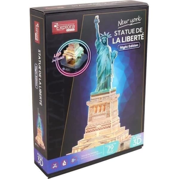 3D Light-Up Pussel - Frihetsgudinnan - Byggsats - EXPLORA - 79 bitar - Ålder 8+