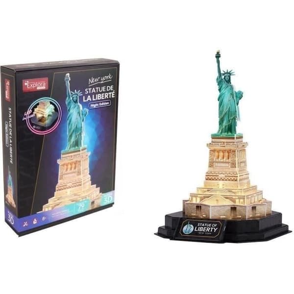 3D Light-Up Pussel - Frihetsgudinnan - Byggsats - EXPLORA - 79 bitar - Ålder 8+