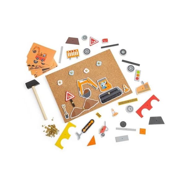 Byggset - Bigjigs - Deluxe Pin-a-shape - Över 50 delar - Trä - Flerfärgad