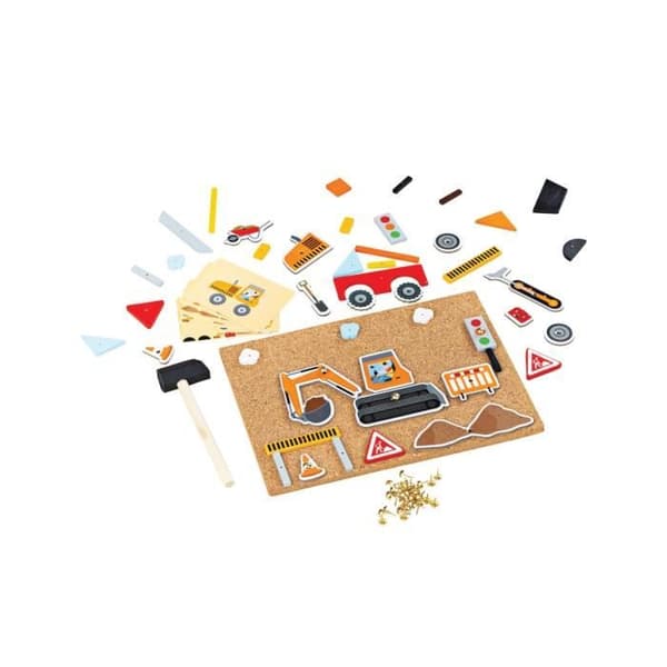 Byggset - Bigjigs - Deluxe Pin-a-shape - Över 50 delar - Trä - Flerfärgad