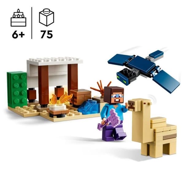 LEGO® 21251 Minecraft Steves ökenexpedition, videospelleksak, biom med hus och minifigurer