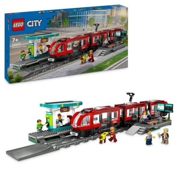 LEGO® City 60423 Spårvagnen och stationen i centrum, fordon för barn från 7 år och uppåt