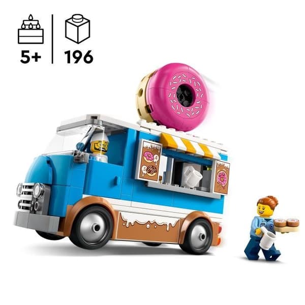 LEGO City 60452 Donut Food Truck – Byggleksak för pojkar från 5 år och uppåt