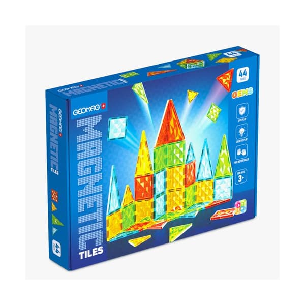 Magnetiska plattor - GEOMAG - Tiles Gems 4102 - 44 delar - Geometriska former - Kristaleffekt