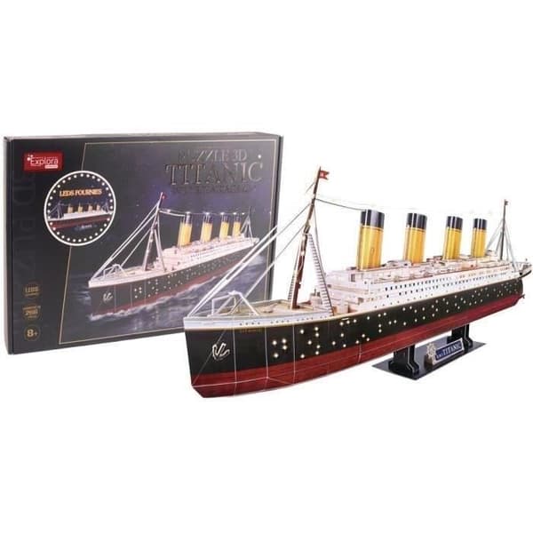 3D pussel ljus - Titanic båt - Byggspel - EXPLORA - 266 bitar - Från 8 år
