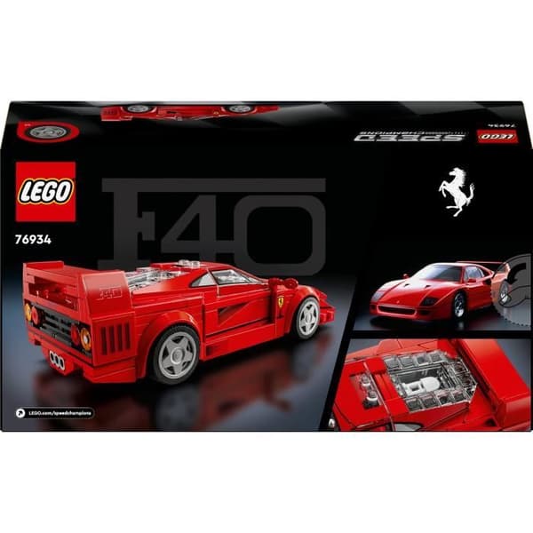 LEGO® Speed Champions 76934 Ferrari F40 Supercar – Leksaksfordon för pojkar och flickor