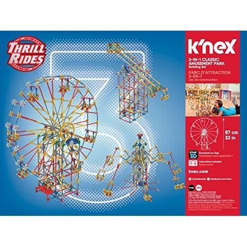 Spel Konstruktion - K'NEX - 17035 - Nöjespark - 3 Motoriserade Åkattraktioner - 744 bitar