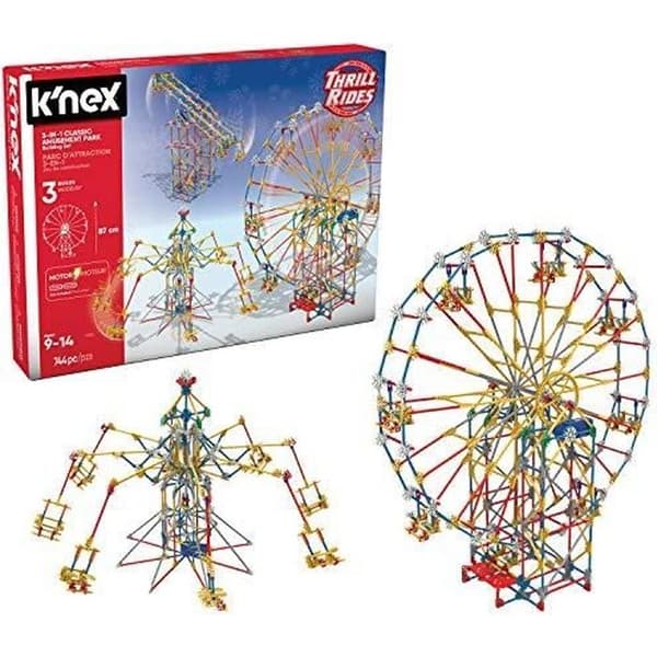 Spel Konstruktion - K'NEX - 17035 - Nöjespark - 3 Motoriserade Åkattraktioner - 744 bitar