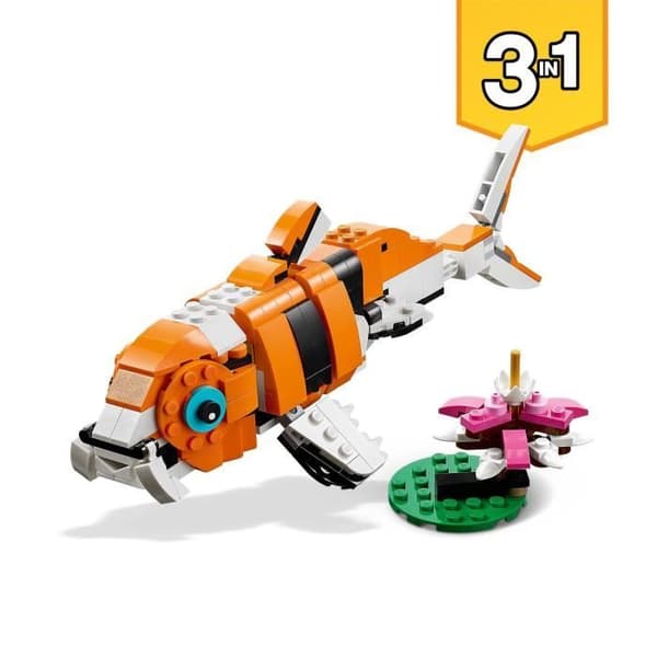 LEGO 31129 Skapare 3-i-1 Hennes Majestät Tigerdjurets leksak och figur, förvandlas till en panda och fisk, barn från 9 år och uppåt