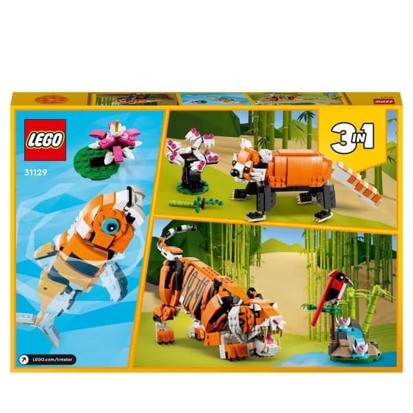 LEGO 31129 Skapare 3-i-1 Hennes Majestät Tigerdjurets leksak och figur, förvandlas till en panda och fisk, barn från 9 år och uppåt