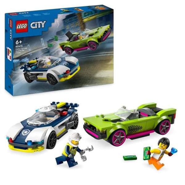 LEGO® 60415 City Jakten mellan polisbilen och superbilen, leksak med minifigurer, present till barn
