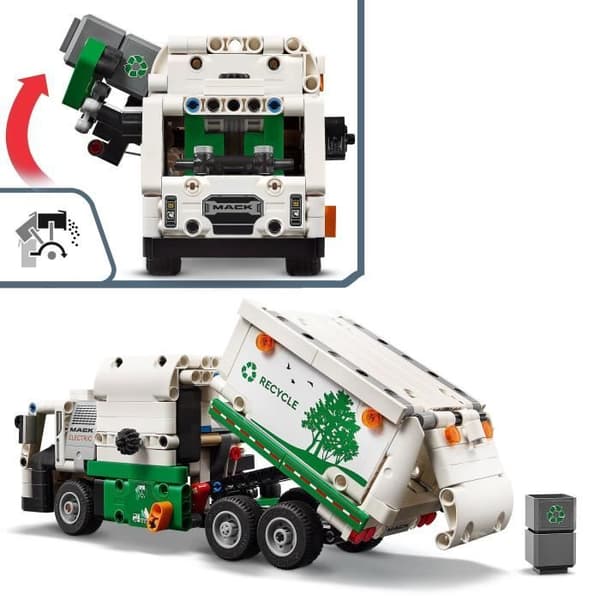 LEGO® 42167 Technic Mack LR Elektrisk sopbil, Elektrisk lastbilsleksak, Återvinningsfordon