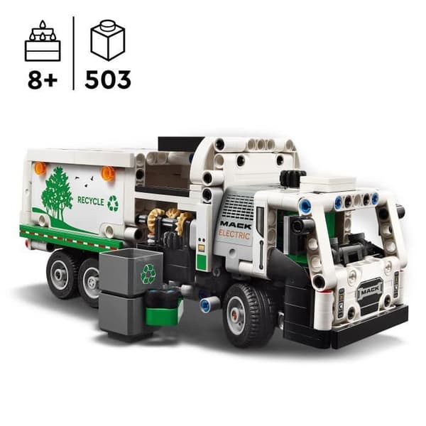 LEGO® 42167 Technic Mack LR Elektrisk sopbil, Elektrisk lastbilsleksak, Återvinningsfordon