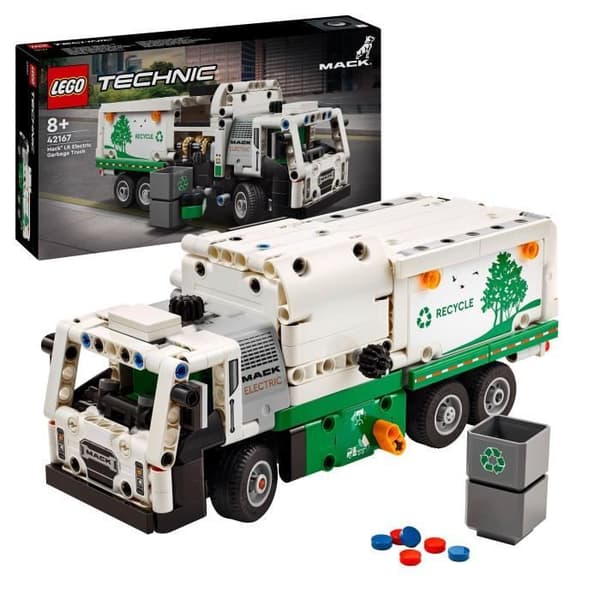 LEGO® 42167 Technic Mack LR Elektrisk sopbil, Elektrisk lastbilsleksak, Återvinningsfordon