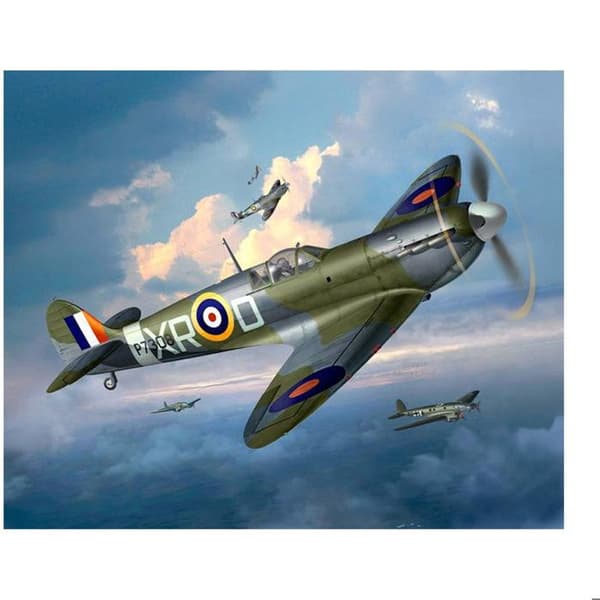 Flygplansmodell - REVELL - Supermarine Spitfire Mk.II - 34 delar - Mått 18,8 x 22,5 cm