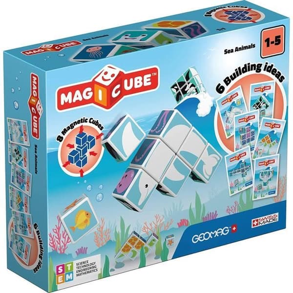 Byggleksak - GEOMAG - Geomag MagiCube Jungle Animals junior - Flerfärgad - Vit - Att montera själv