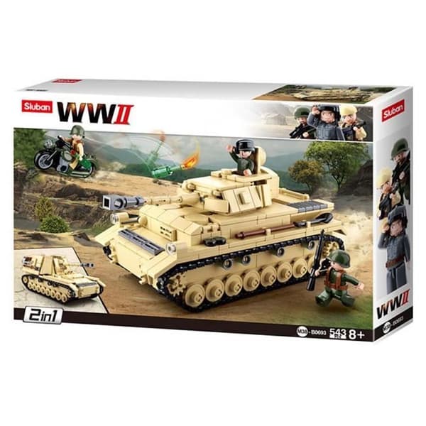 Byggsats - SLUBAN - M38-B0693 - WWII German Tank - 543 tegelstenar - 3 ledade soldater