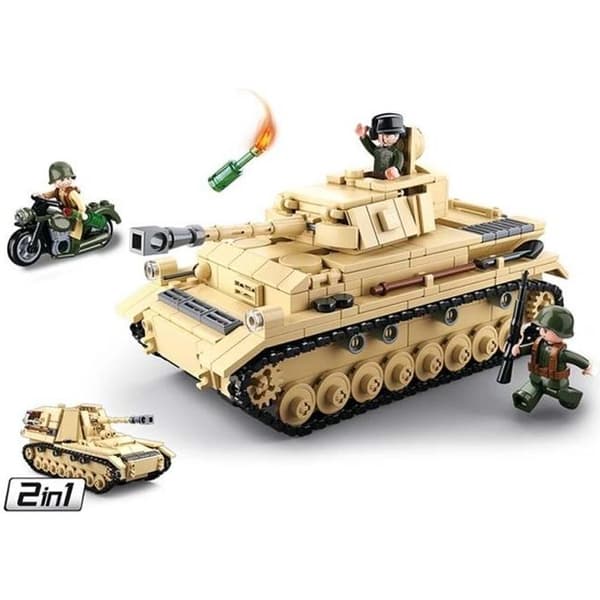 Byggsats - SLUBAN - M38-B0693 - WWII German Tank - 543 tegelstenar - 3 ledade soldater