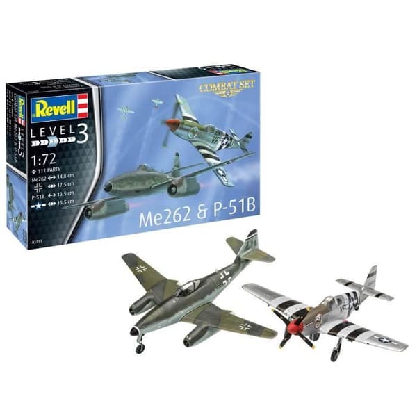Flygplansmodeller - REVELL - Messerschmitt Me262 & P-51B Mustang - Blandat - 10 år