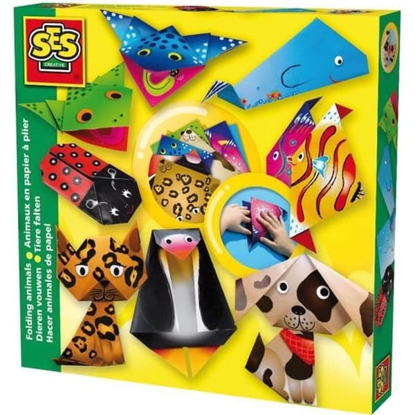 SES CREATIVE Djurskapande set av vikpapper - 9 djur