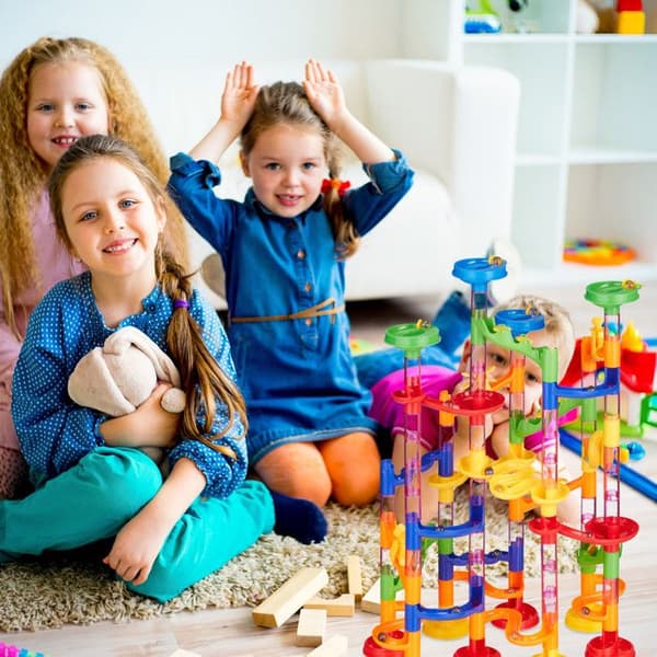 Relaxdays Cirkelkulor, 120 delar, Nybörjarkit, 75 banaelement, 45 bollar, spel för barn från 3 år, färgglad