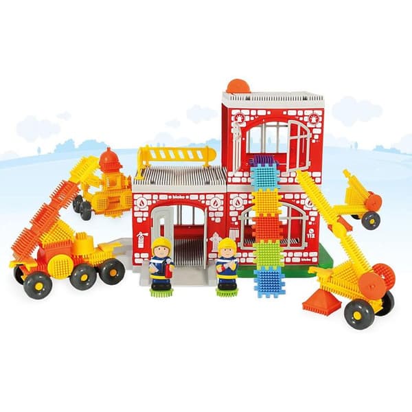 Bloko byggspel - Brandstationen - 100 Bloko - 2 3D-figurer - Barn - Flerfärgad - BLOKO