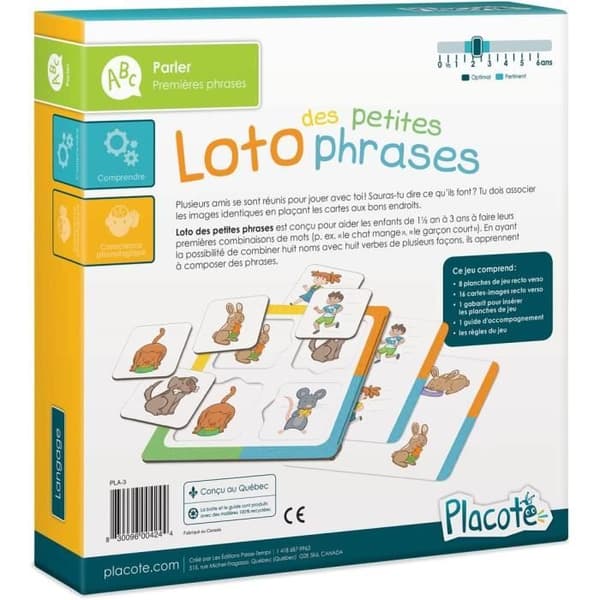 Placote – Loto Des Petites Phrases - Pedagogiskt spel 1½ till 3 år gammalt