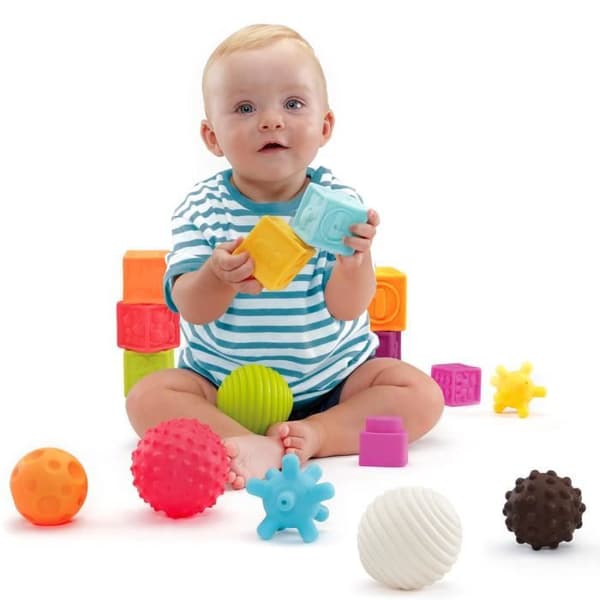 Play&amp;Sense Ball Blocks Set - MOLTO - 10 st - Sensoriskt spel för baby